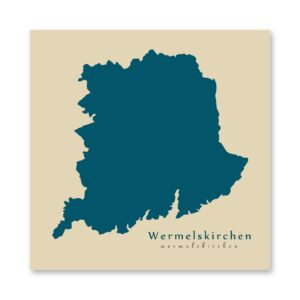 Wermelskirchen Karte (Nordrhein-Westfalen) - Moderne Landkarte - Wandbild Kunstdruck Poster Map
