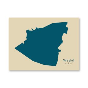 Wedel Karte (Schleswig-Holstein) - Moderne Landkarte - Wandbild Kunstdruck Poster Map