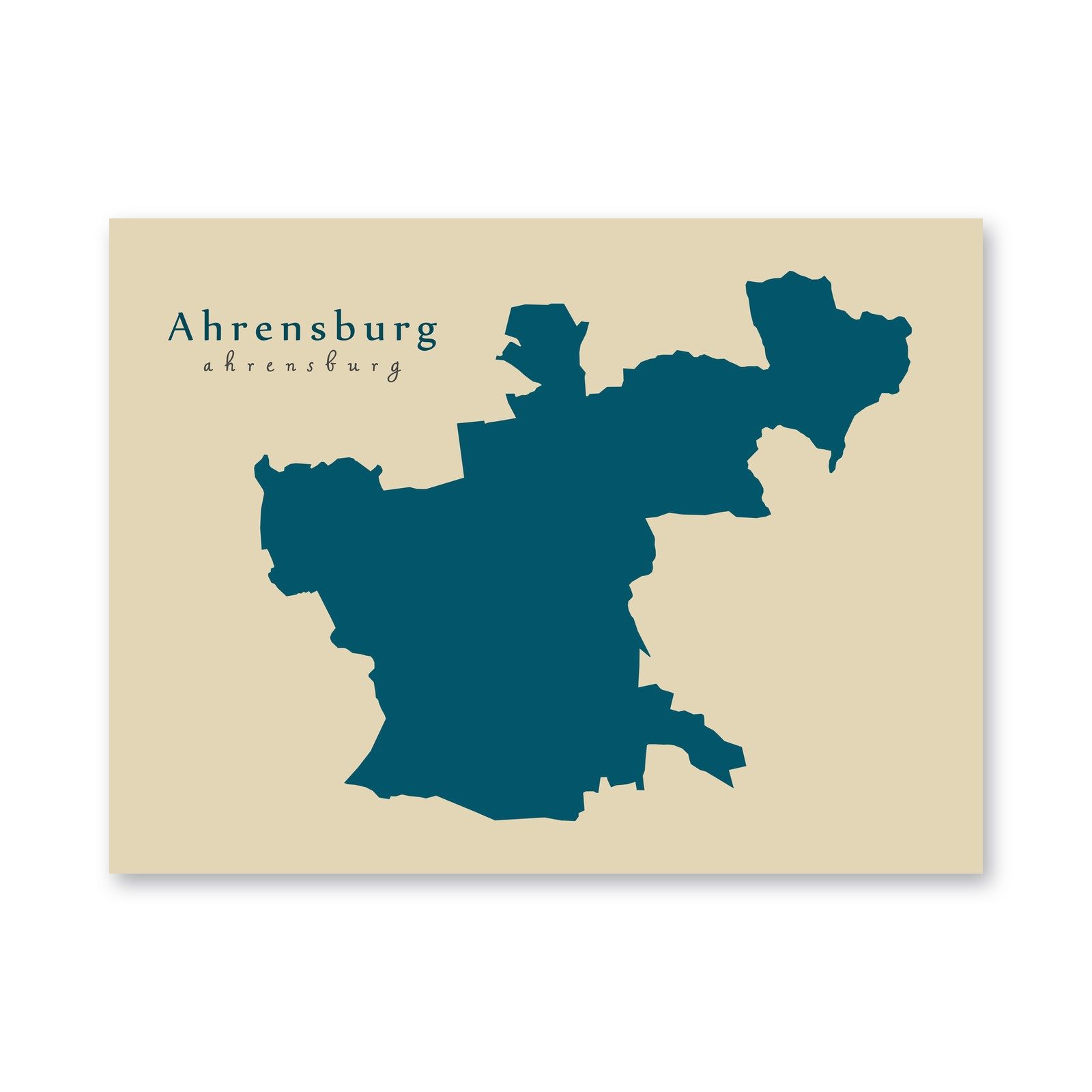 Ahrensburg Karte (Schleswig-Holstein) - Moderne Landkarte - Wandbild Kunstdruck Poster Map