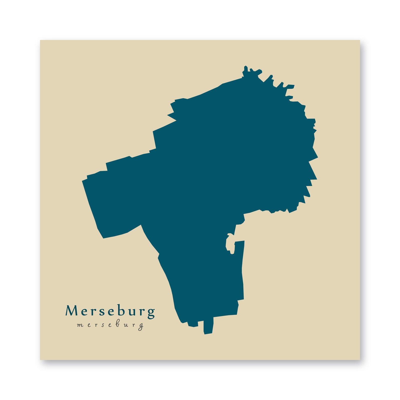 Merseburg Karte (Sachsen-Anhalt) - Moderne Landkarte - Wandbild Kunstdruck Poster Map
