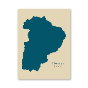 Hemer Karte (Nordrhein-Westfalen) - Moderne Landkarte - Wandbild Kunstdruck Poster Map