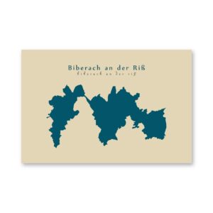 Biberach an der Riß Karte (Baden-Württemberg) - Moderne Landkarte - Wandbild Kunstdruck Poster Map