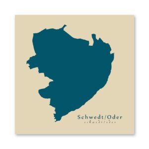 Schwedt/Oder Karte (Brandenburg) - Moderne Landkarte - Wandbild Kunstdruck Poster Map