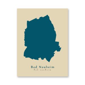 Bad Nauheim Karte (Hessen) - Moderne Landkarte - Wandbild Kunstdruck Poster Map