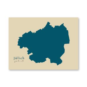 Jülich Karte (Nordrhein-Westfalen) - Moderne Landkarte - Wandbild Kunstdruck Poster Map