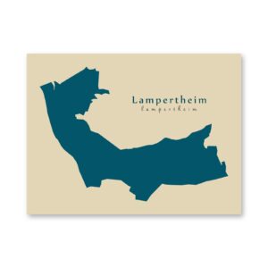 Lampertheim Karte (Hessen) - Moderne Landkarte - Wandbild Kunstdruck Poster Map