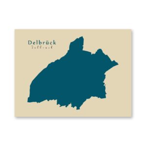 Delbrück Karte (Nordrhein-Westfalen) - Moderne Landkarte - Wandbild Kunstdruck Poster Map