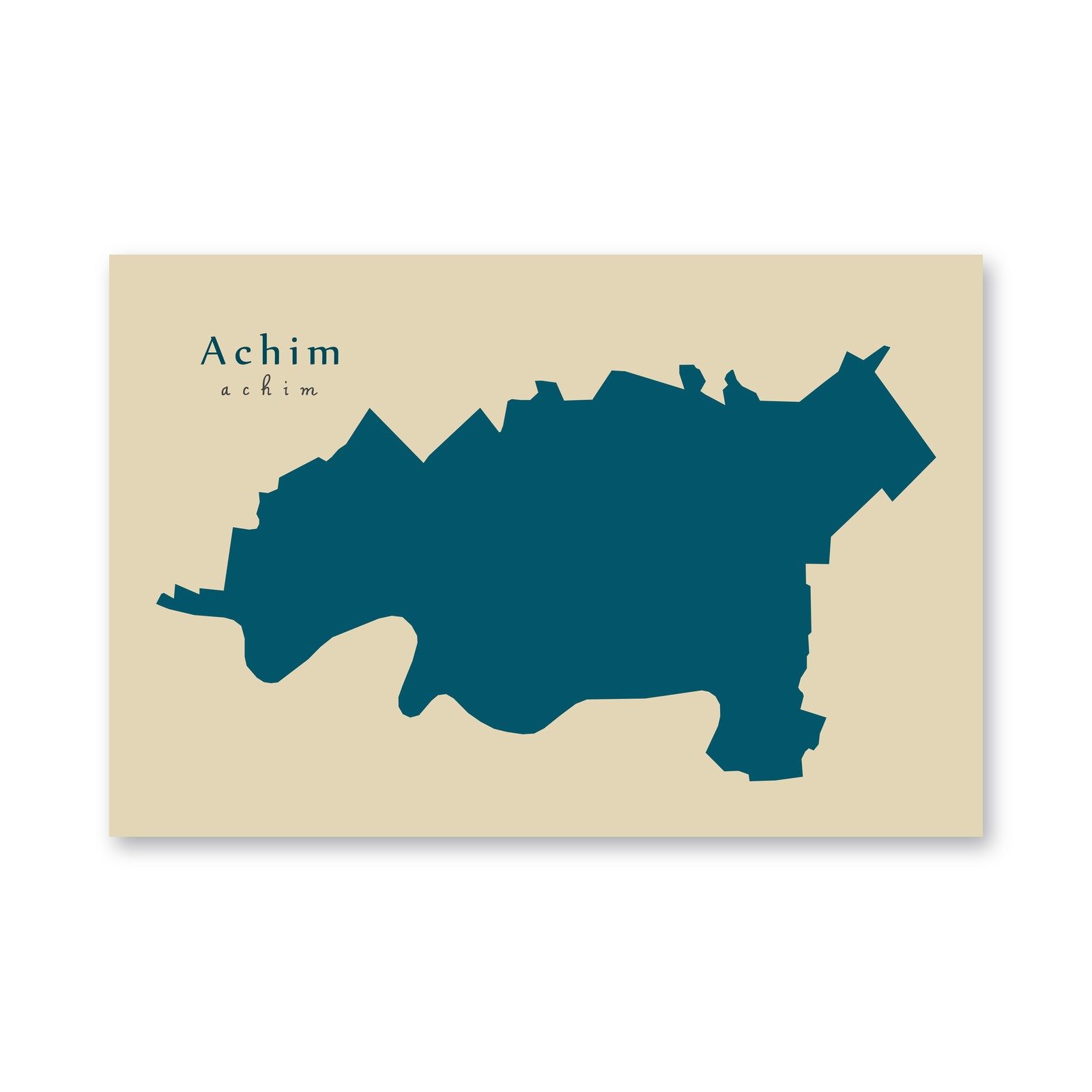 Achim Karte (Niedersachsen) - Moderne Landkarte - Wandbild Kunstdruck Poster Map