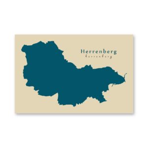 Herrenberg Karte (Baden-Württemberg) - Moderne Landkarte - Wandbild Kunstdruck Poster Map