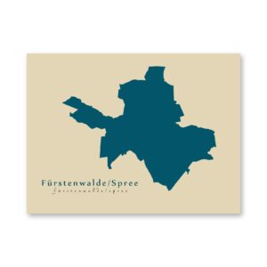 Fürstenwalde/Spree Karte (Brandenburg) - Moderne Landkarte - Wandbild Kunstdruck Poster Map