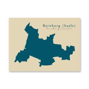 Bernburg (Saale) Karte (Sachsen-Anhalt) - Moderne Landkarte - Wandbild Kunstdruck Poster Map