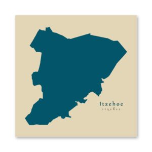 Itzehoe Karte (Schleswig-Holstein) - Moderne Landkarte - Wandbild Kunstdruck Poster Map