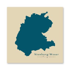 Nienburg/Weser Karte (Niedersachsen) - Moderne Landkarte - Wandbild Kunstdruck Poster Map