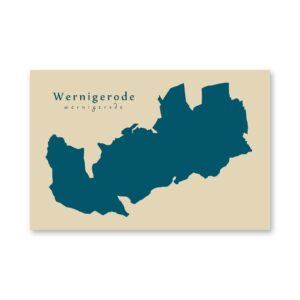Wernigerode Karte (Sachsen-Anhalt) - Moderne Landkarte - Wandbild Kunstdruck Poster Map