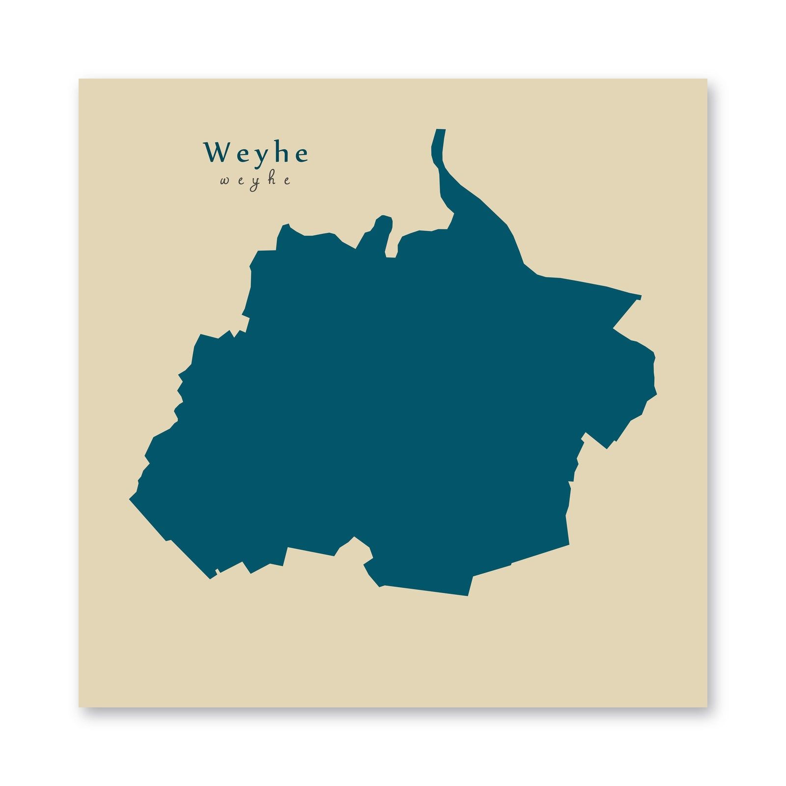 Weyhe Karte (Niedersachsen) - Moderne Landkarte - Wandbild Kunstdruck Poster Map