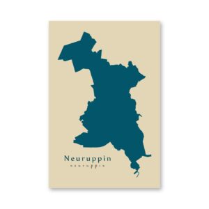 Neuruppin Karte (Brandenburg) - Moderne Landkarte - Wandbild Kunstdruck Poster Map