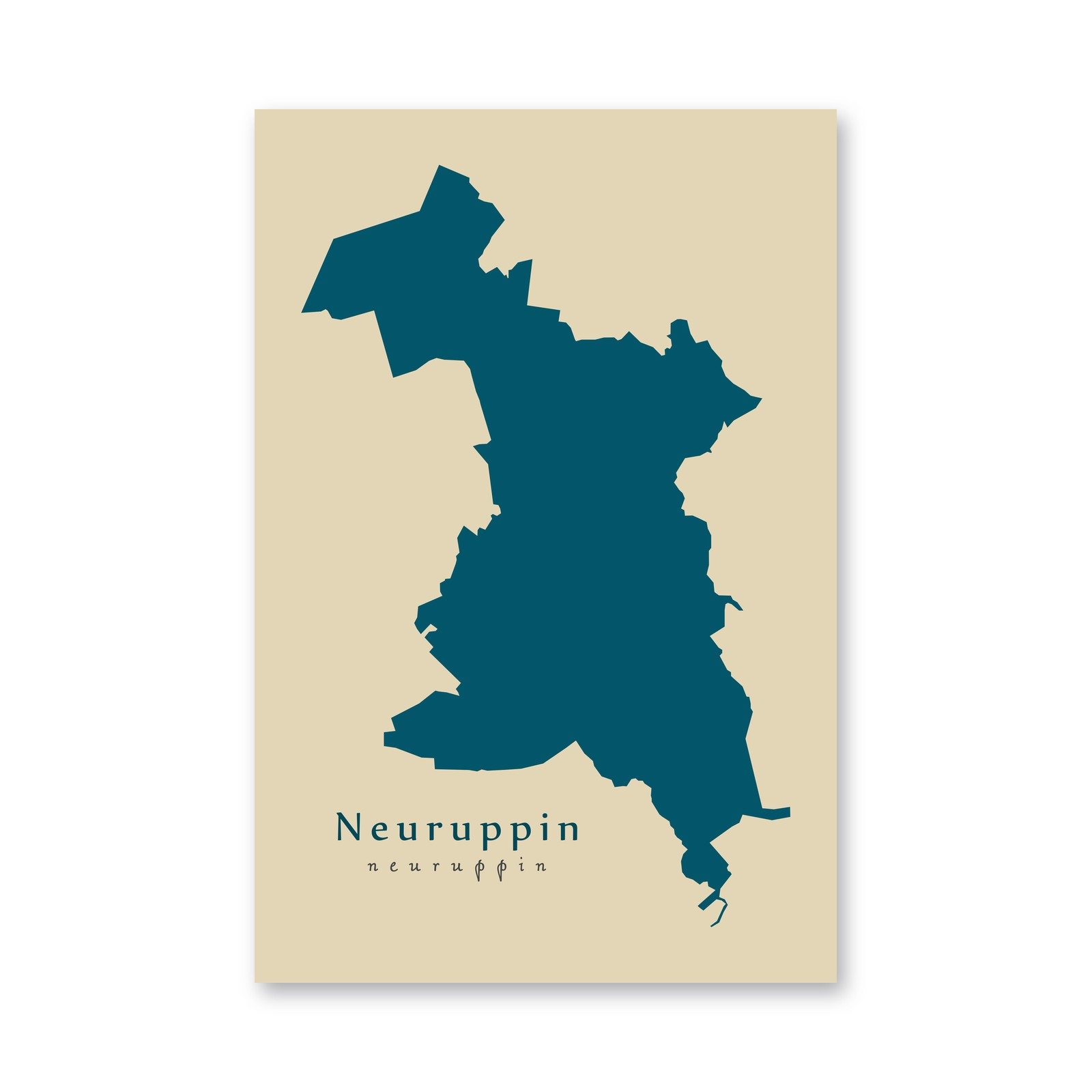 Neuruppin Karte (Brandenburg) - Moderne Landkarte - Wandbild Kunstdruck Poster Map