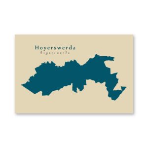 Hoyerswerda Karte (Sachsen) - Moderne Landkarte - Wandbild Kunstdruck Poster Map
