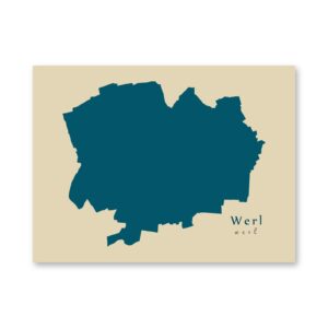 Werl Karte (Nordrhein-Westfalen) - Moderne Landkarte - Wandbild Kunstdruck Poster Map