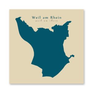 Weil am Rhein Karte (Baden-Württemberg) - Moderne Landkarte - Wandbild Kunstdruck Poster Map