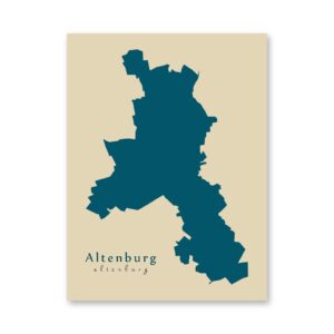Altenburg Karte (Thüringen) - Moderne Landkarte - Wandbild Kunstdruck Poster Map