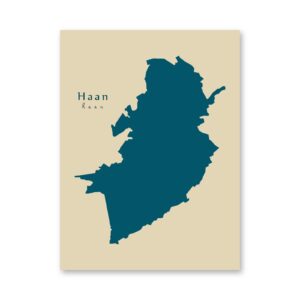 Haan Karte (Nordrhein-Westfalen) - Moderne Landkarte - Wandbild Kunstdruck Poster Map