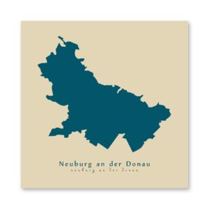 Neuburg an der Donau Karte (Bayern) - Moderne Landkarte - Wandbild Kunstdruck Poster Map