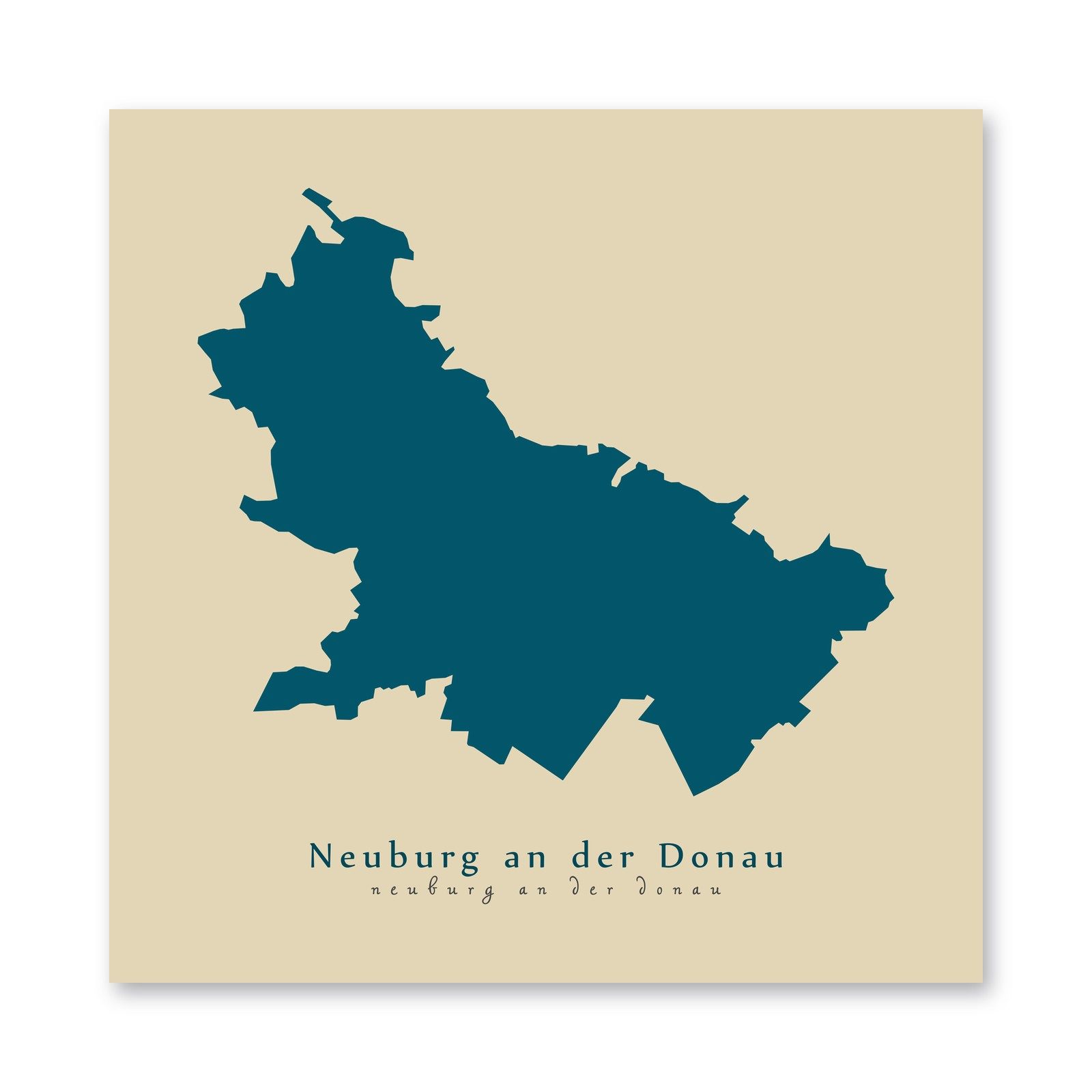 Neuburg an der Donau Karte (Bayern) - Moderne Landkarte - Wandbild Kunstdruck Poster Map
