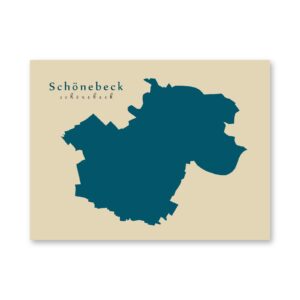 Schönebeck Karte (Sachsen-Anhalt) - Moderne Landkarte - Wandbild Kunstdruck Poster Map