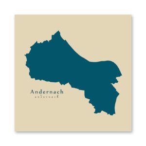 Andernach Karte (Rheinland-Pfalz) - Moderne Landkarte - Wandbild Kunstdruck Poster Map