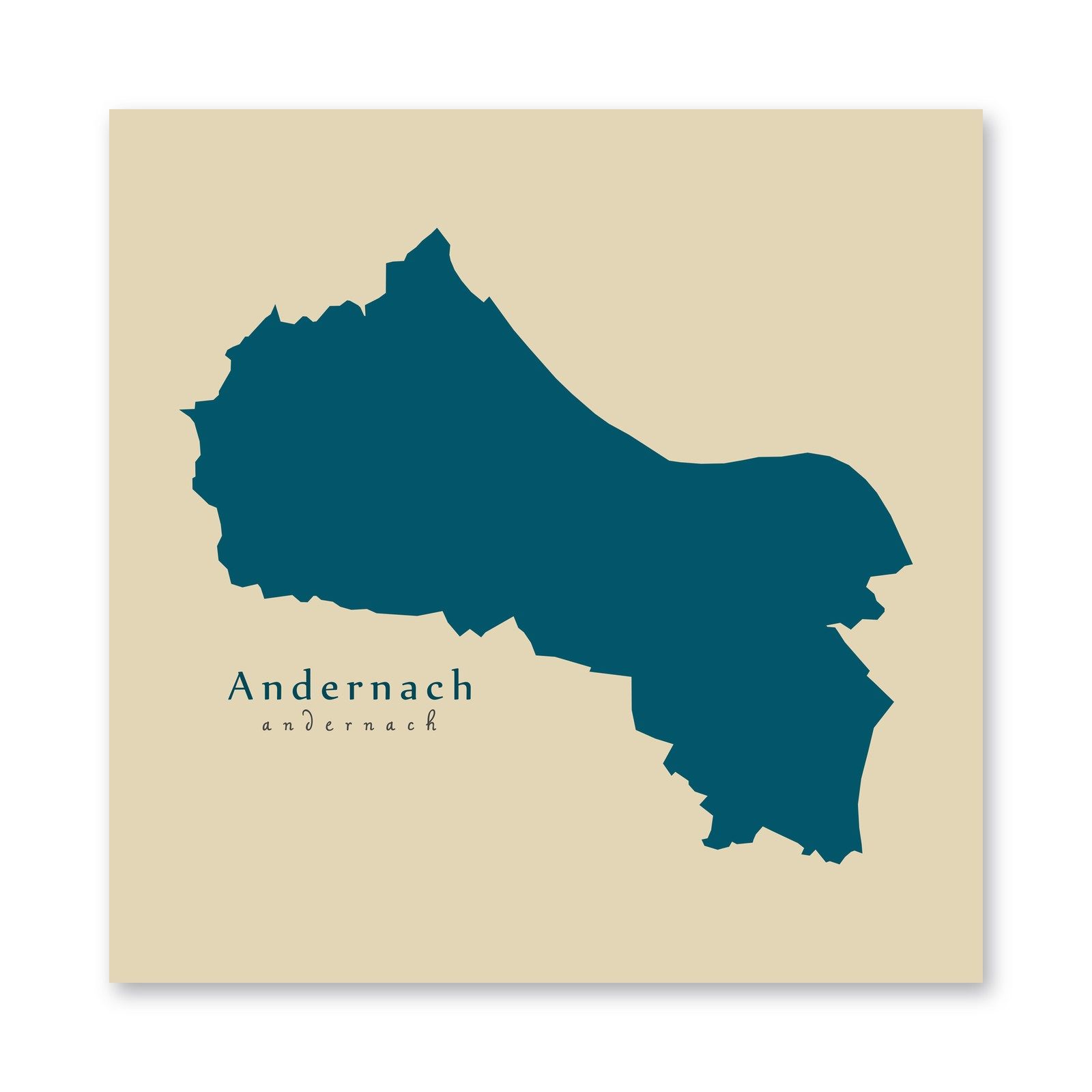 Andernach Karte (Rheinland-Pfalz) - Moderne Landkarte - Wandbild Kunstdruck Poster Map