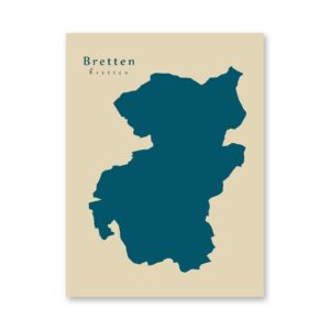 Bretten Karte (Baden-Württemberg) - Moderne Landkarte - Wandbild Kunstdruck Poster Map