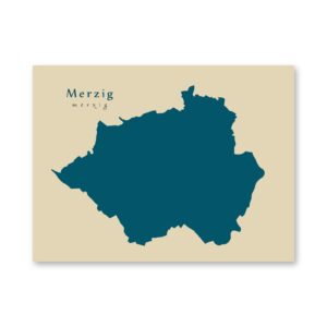Merzig Karte (Saarland) - Moderne Landkarte - Wandbild Kunstdruck Poster Map