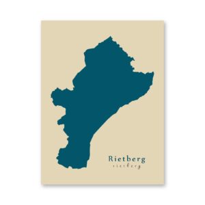 Rietberg Karte (Nordrhein-Westfalen) - Moderne Landkarte - Wandbild Kunstdruck Poster Map