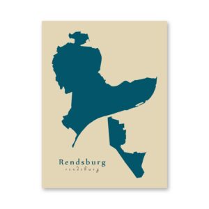 Rendsburg Karte (Schleswig-Holstein) - Moderne Landkarte - Wandbild Kunstdruck Poster Map