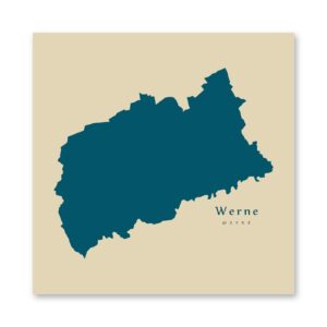 Werne Karte (Nordrhein-Westfalen) - Moderne Landkarte - Wandbild Kunstdruck Poster Map