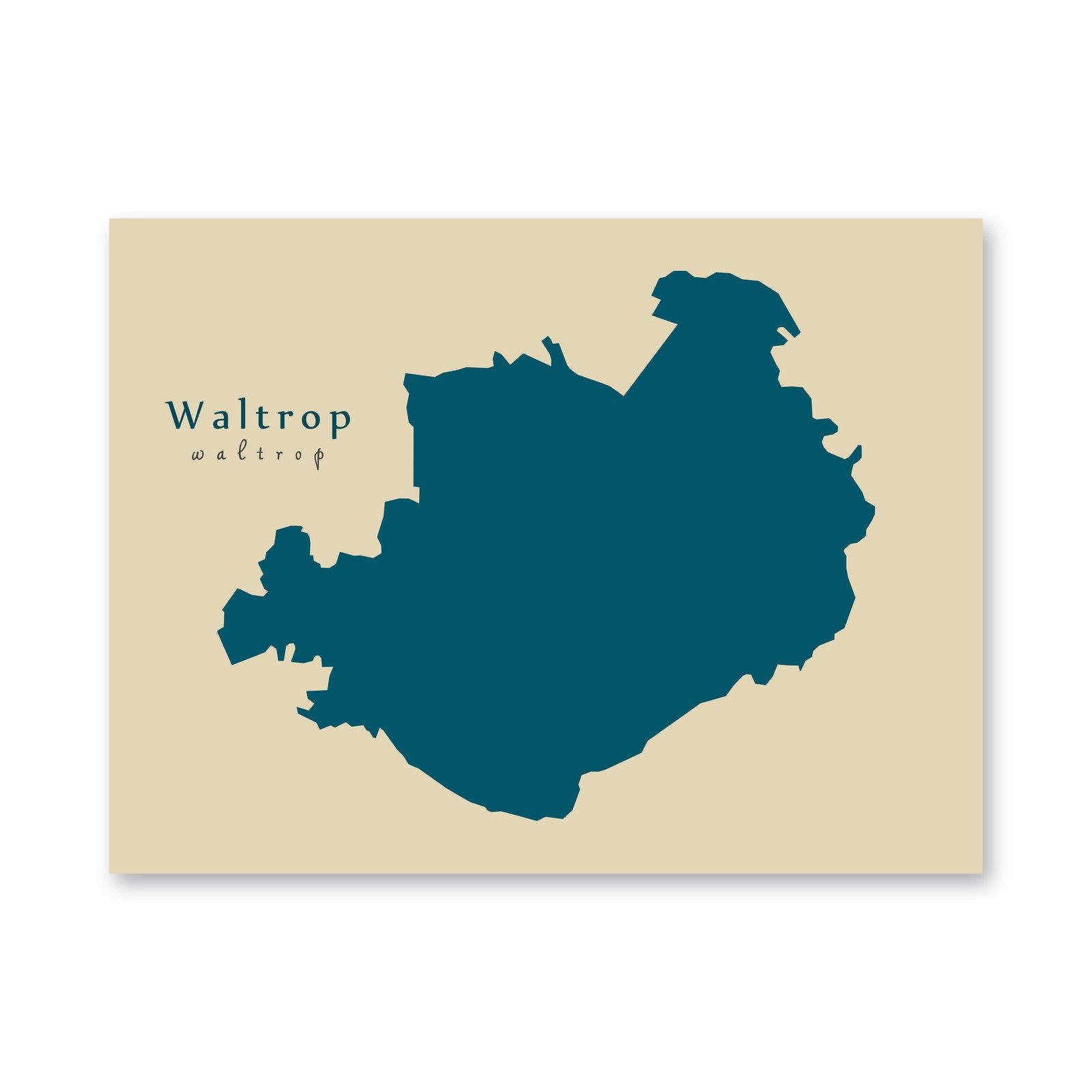 Waltrop Karte (Nordrhein-Westfalen) - Moderne Landkarte - Wandbild Kunstdruck Poster Map