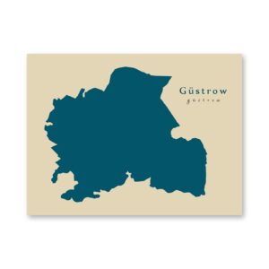 Güstrow Karte (Mecklenburg-Vorpommern) - Moderne Landkarte - Wandbild Kunstdruck Poster Map