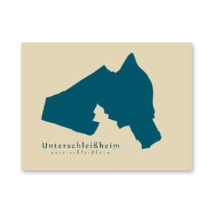 Unterschleißheim Karte (Bayern) - Moderne Landkarte - Wandbild Kunstdruck Poster Map