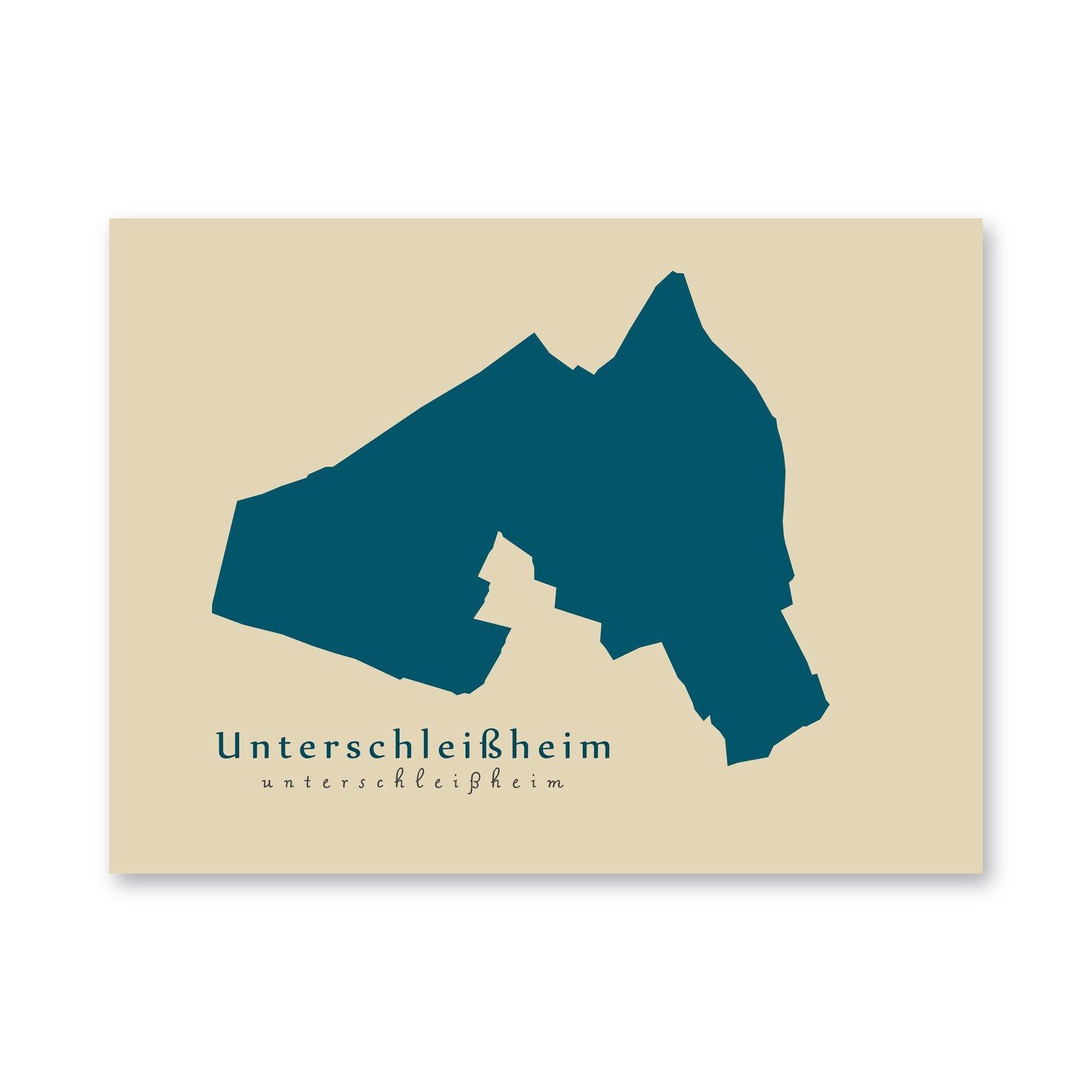 Unterschleißheim Karte (Bayern) - Moderne Landkarte - Wandbild Kunstdruck Poster Map