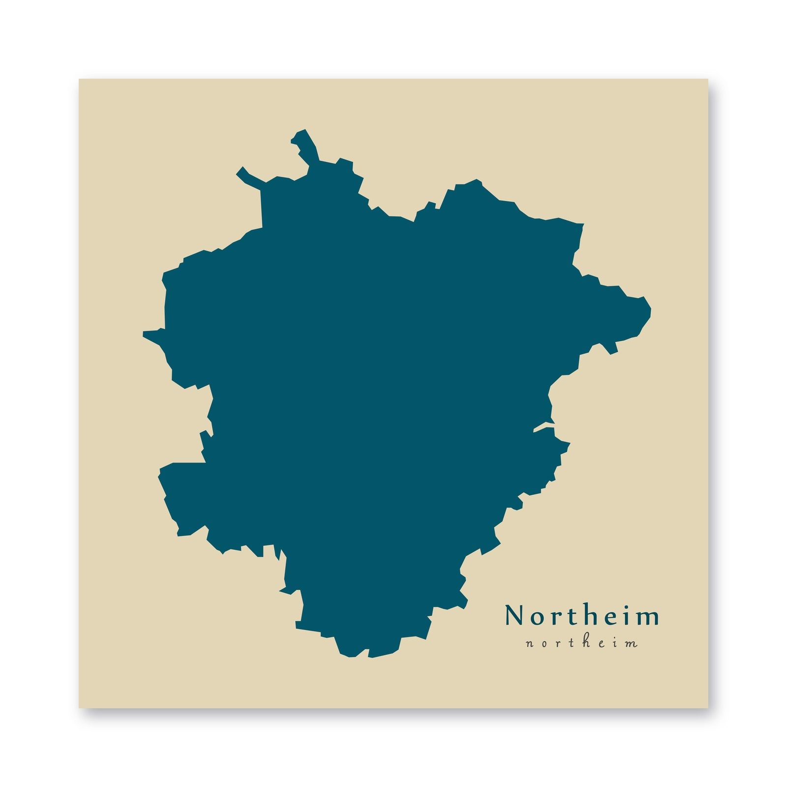Northeim Karte (Niedersachsen) - Moderne Landkarte - Wandbild Kunstdruck Poster Map