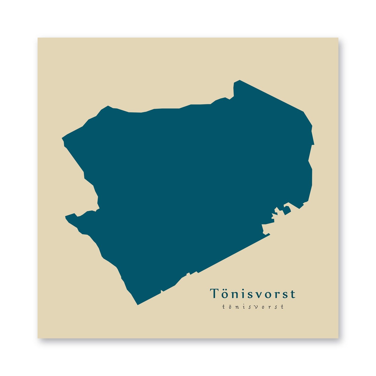 Tönisvorst Karte (Nordrhein-Westfalen) - Moderne Landkarte - Wandbild Kunstdruck Poster Map