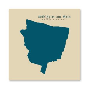 Mühlheim am Main Karte (Hessen) - Moderne Landkarte - Wandbild Kunstdruck Poster Map