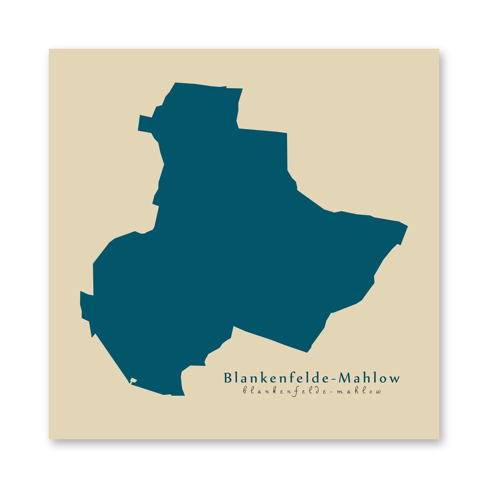 Blankenfelde-Mahlow Karte (Brandenburg) - Moderne Landkarte - Wandbild Kunstdruck Poster Map