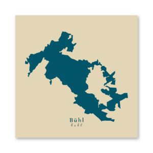 Bühl Karte (Baden-Württemberg) - Moderne Landkarte - Wandbild Kunstdruck Poster Map