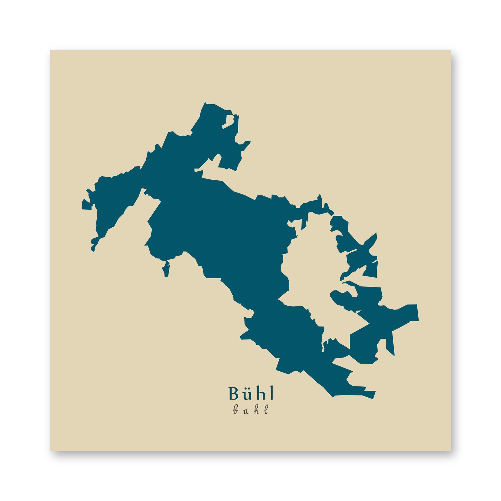Bühl Karte (Baden-Württemberg) - Moderne Landkarte - Wandbild Kunstdruck Poster Map
