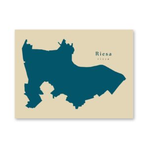 Riesa Karte (Sachsen) - Moderne Landkarte - Wandbild Kunstdruck Poster Map