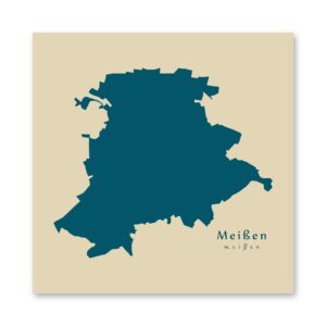 Meißen Karte (Sachsen) - Moderne Landkarte - Wandbild Kunstdruck Poster Map