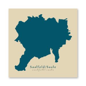Saalfeld/Saale Karte (Thüringen) - Moderne Landkarte - Wandbild Kunstdruck Poster Map