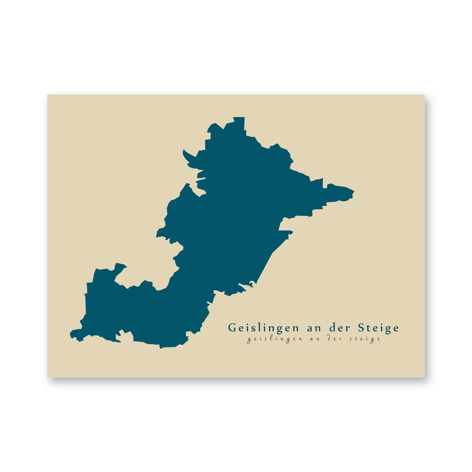 Geislingen an der Steige Karte (Baden-Württemberg) - Moderne Landkarte - Wandbild Kunstdruck Poster Map